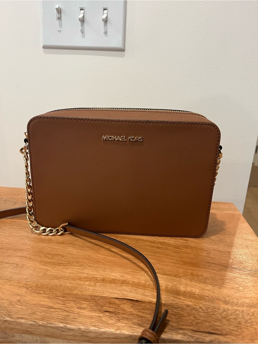 Michael Kors Brown Saffiano Leather Crossbody Bag